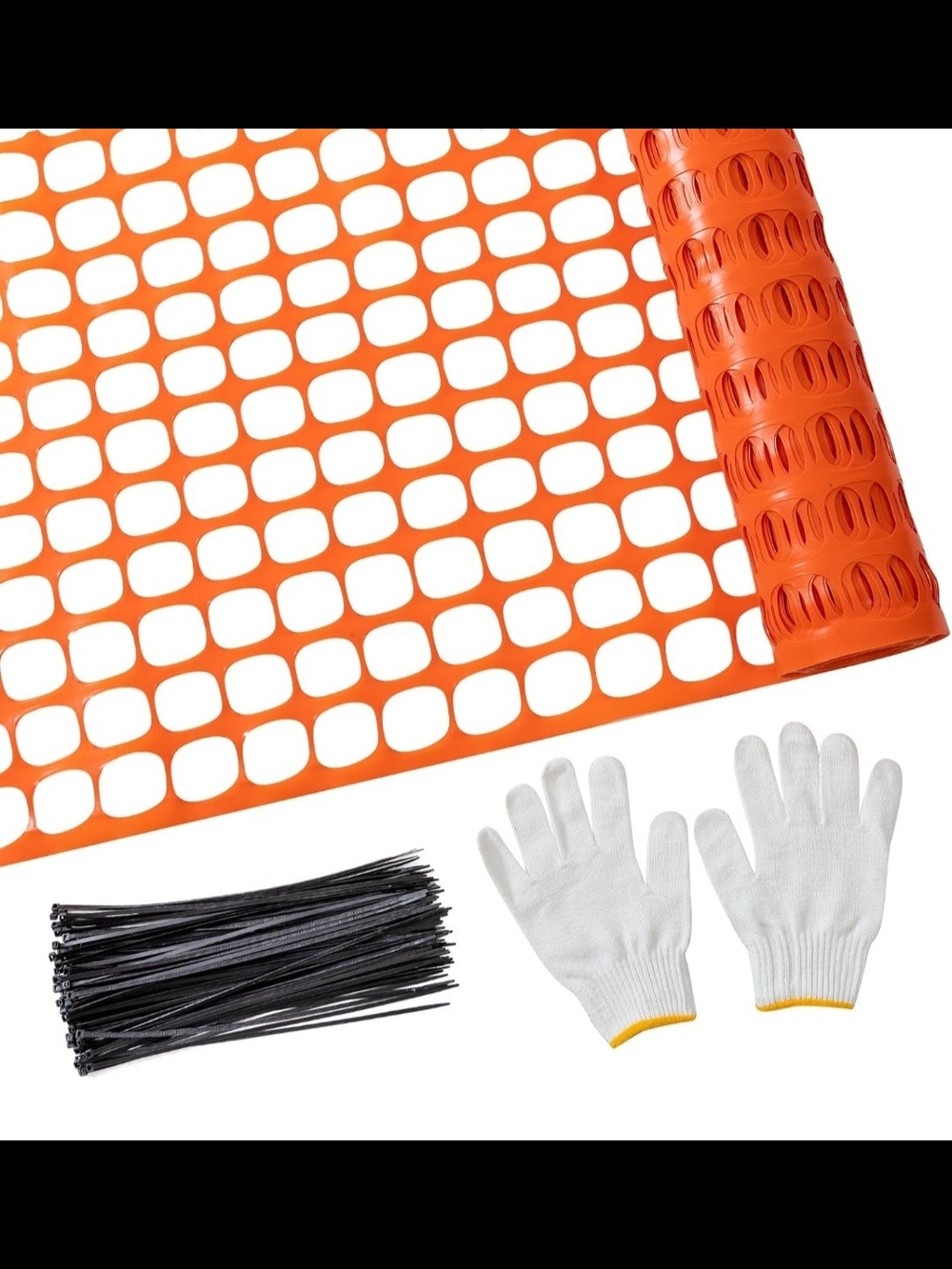 Plastic Mesh Fence Safety Fence, 4'x100' Roll with 100 Zip Ties, Resuable